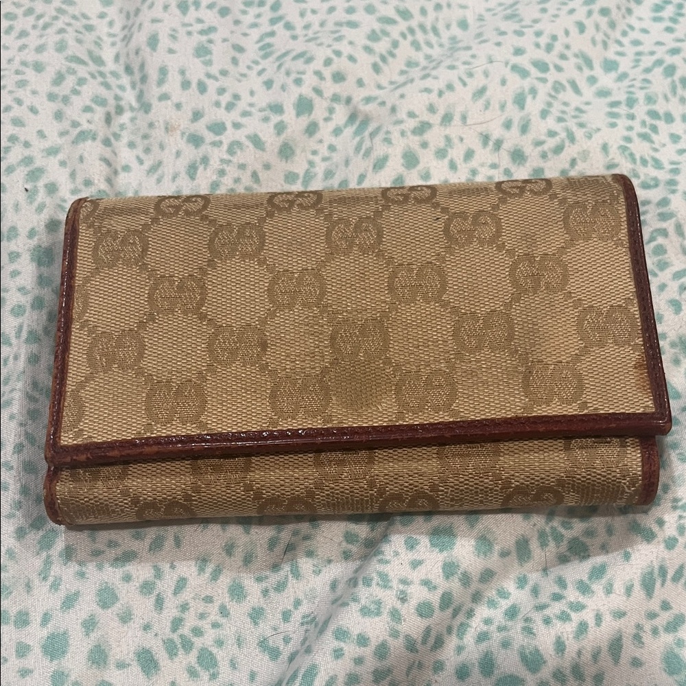 Gucci monogram beige canvas/leather interior Women's Wallet
